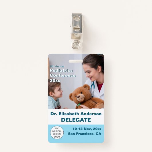 Kindergeneeskunde Kinderarts Medische Conferentie Badge (Voorkant met clip)
