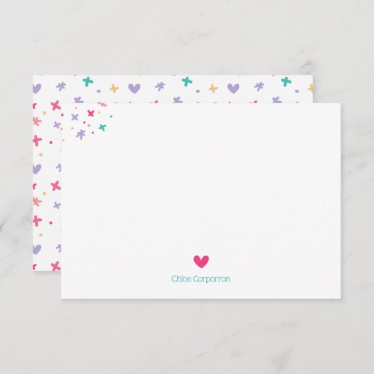 Kindergepersonaliseerde kleurige sproinkles bedankkaart (Voorkant / Achterkant)