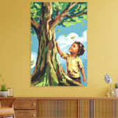 Kindergroei: Kleurrijke moderne boomposter Canvas Afdruk (Insitu (Woonkamer))