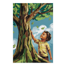 Kindergroei: Kleurrijke moderne boomposter Perfect Poster