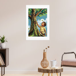 Kindergroei: Kleurrijke moderne boomposter Poster