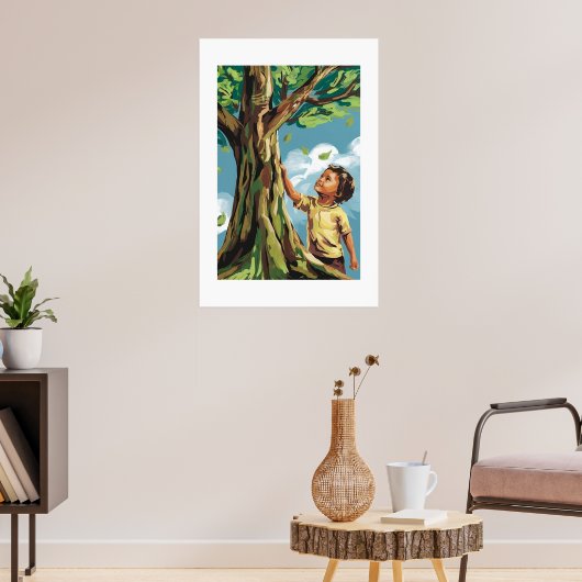 Kindergroei: Kleurrijke moderne boomposter Poster (Woonkamer 3)
