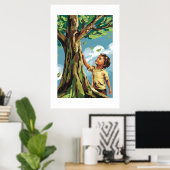 Kindergroei: Kleurrijke moderne boomposter Poster (Thuiskantoor)