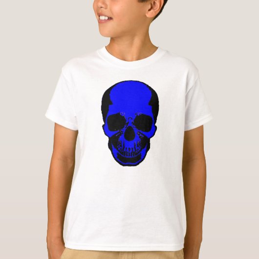 Kinderhalloween Shirt - Blauwe schedel (Voorkant)