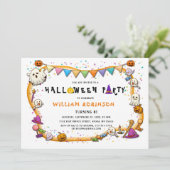 KinderHalloween Uitnodiging voor verjaardagsfeestj (Staand voorkant)