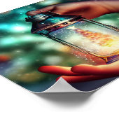 Kinderhanden met kerstlantaarn poster (Hoek)