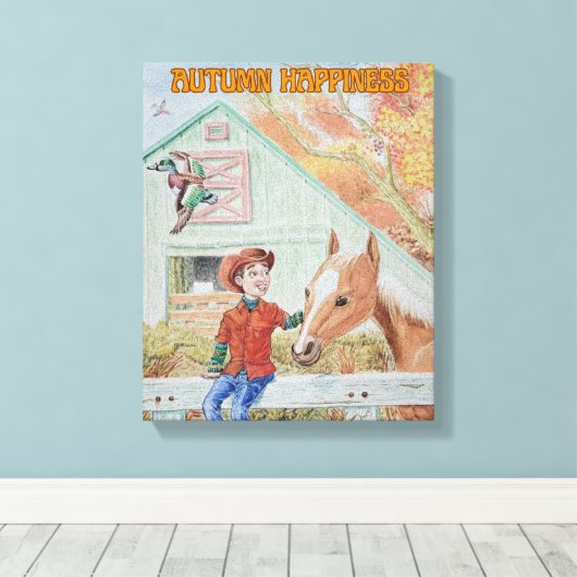 Kinderherfstcanvas Canvas Afdruk (Insitu (Houten vloer))