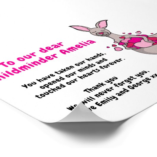 Kinderherinnering bedankt je kangaroo harten poste poster (Hoek)