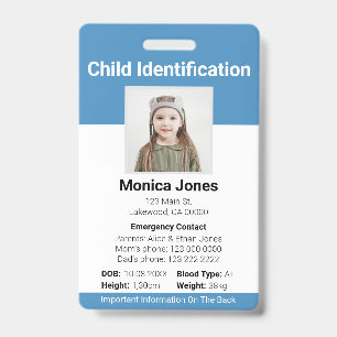 Kinderidentificatie foto blauw badge