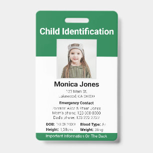 Kinderidentificatie foto groen badge