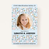 Kinderidentificatie Schattigee kat Kinder foto noo Badge (Voorkant)