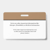 Kinderidentiteitskaart Student School Badge (Achterkant)