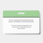 Kinderidentiteitskaart Student School Badge (Achterkant)