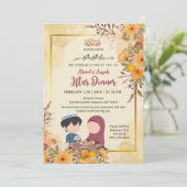 Kinderillustratie & Gele Bloemendesign Kaart (Staand voorkant)