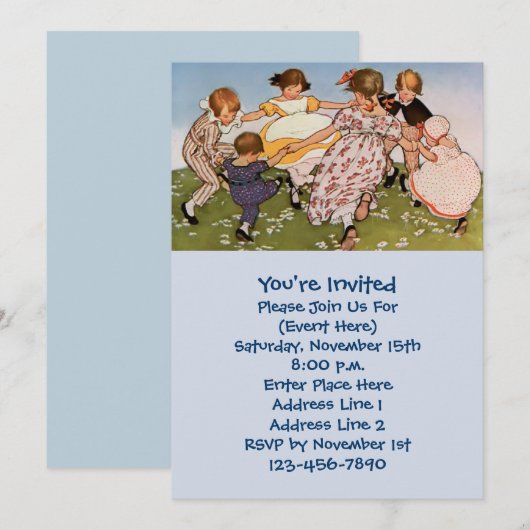 Kinderillustratie Schattigee partij Kaart (Voorkant / Achterkant)