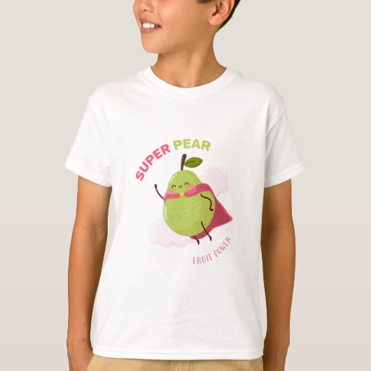 Kinderillustratie van een superheld peer t-shirt (Voorkant)