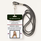 Kinderjongen meisjes ID-identificatiekaart Badge (Voorkant met draagriem)