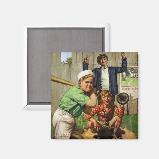  kinderjongens Sport Baseball Player Game Magneet (Voorkant / Achterkant)