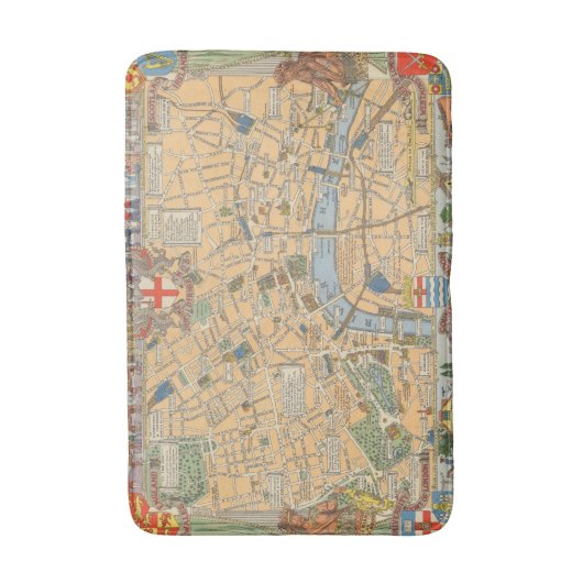 Kinderkaart van Londen, Engeland Badmat (Voorkant Verticaal)