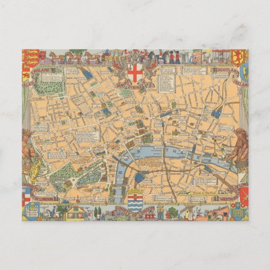 Kinderkaart van Londen, Engeland Briefkaart (Voorkant)