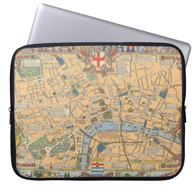 Kinderkaart van Londen, Engeland Laptop Sleeve (Voorkant)