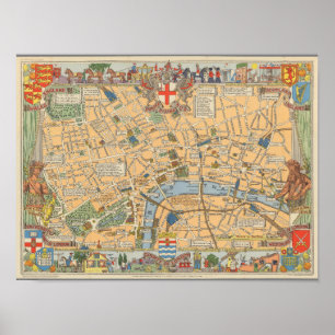 Kinderkaart van Londen, Engeland Poster