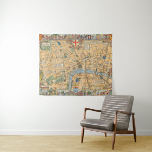 Kinderkaart van Londen, Engeland Wandkleed