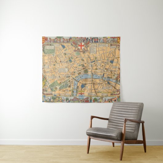 Kinderkaart van Londen, Engeland Wandkleed (In Situ (horizontaal))