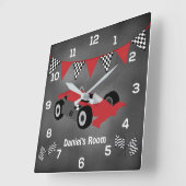 Kinderkalkbordrackauto met persoonlijk karakter vierkante klok (Hoek)