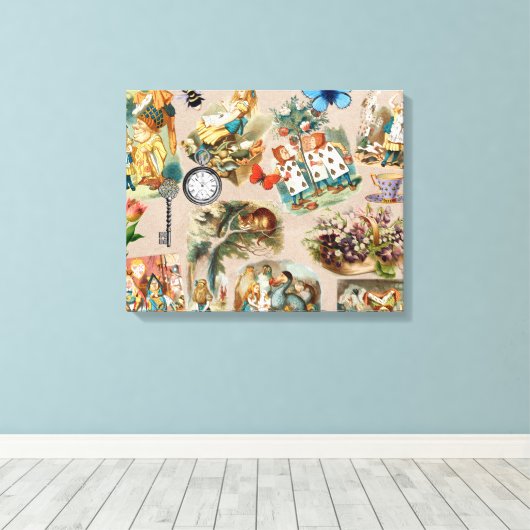 Kinderkamer Alice Kleurrijk 1800s Klassieke Wonder Canvas Afdruk (Insitu (Houten vloer))