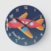 Kinderkamer Decor - Dream Big Airplane Pilot Ronde Klok (Voorkant)