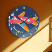 Kinderkamer Decor - Dream Big Airplane Pilot Ronde Klok