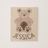 Kinderkamer Gepersonaliseerd Plush Teddy Bear Name Legpuzzel (Verticaal)