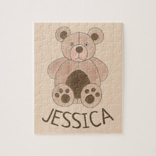Kinderkamer Gepersonaliseerd Plush Teddy Bear Name Legpuzzel