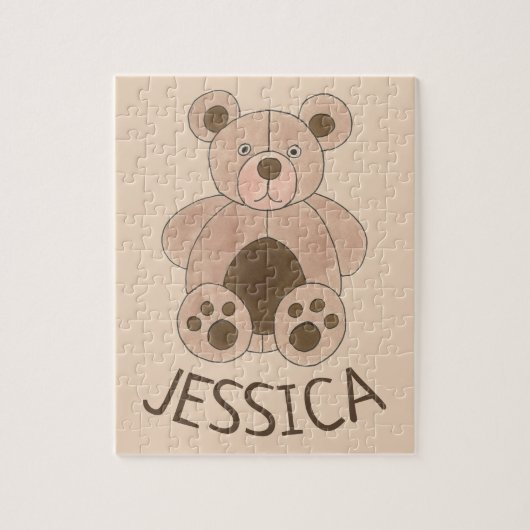Kinderkamer Gepersonaliseerd Plush Teddy Bear Name Legpuzzel (Verticaal)