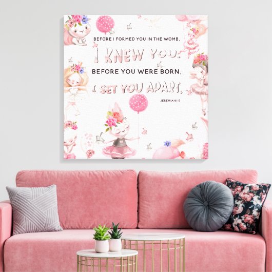 Kinderkamer Kunst Christelijk - Bijbelvers Jeremia Canvas Afdruk (Insitu (Woonkamer))