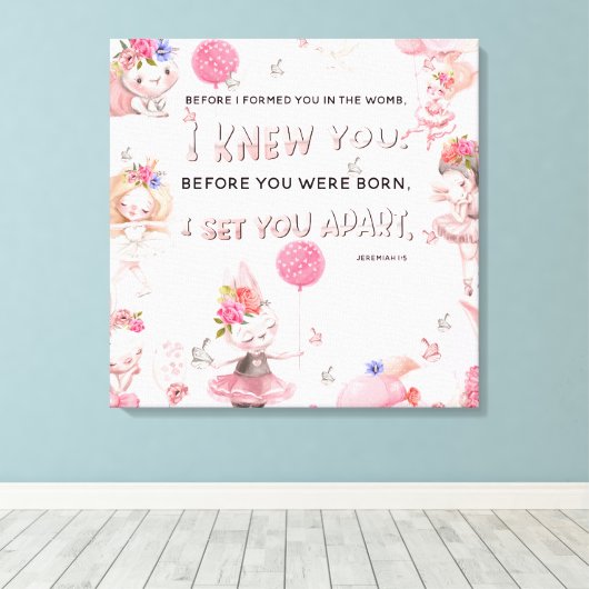 Kinderkamer Kunst Christelijk - Bijbelvers Jeremia Canvas Afdruk (Insitu (Houten vloer))