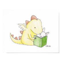 Kinderkamer Kunst Decoratie Draak & Konijn Lezend 