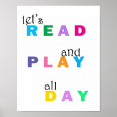 Kinderkamer Laten we de hele dag kleurrijk lezen e Poster (Voorkant)