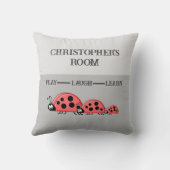 Kinderkamer Lieveheersbeestjes aangepaste naam gri Kussen (Achterkant)