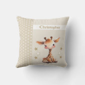 Kinderkamer met naam leuke giraaf bruin kussen (Achterkant)