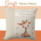 Kinderkamer met naam leuke giraaf bruin kussen