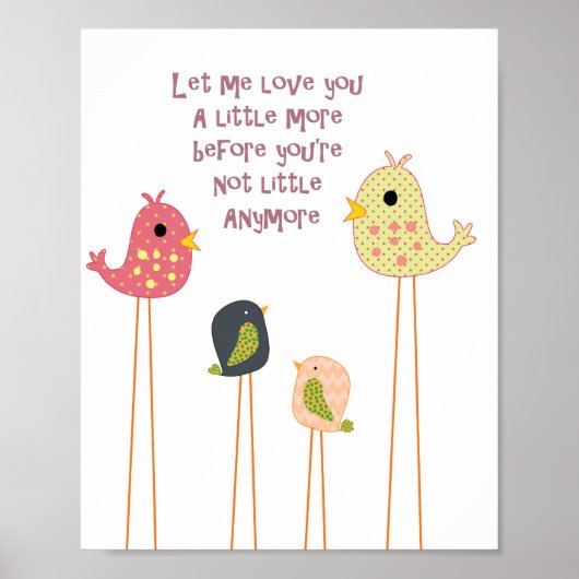 Kinderkamer Muur Kunst Kleine Vogel Poster (Voorkant)