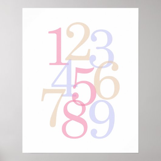 kinderkamer muur kunst nummer roze baby meisje poster (Voorkant)