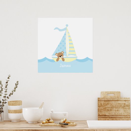 Kinderkamer muurdecoratie met beer en zeilboot poster (Keuken)