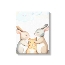 Kinderkamer muurkunst - Canvasprint - Konijnenfami