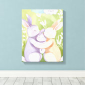 Kinderkamer muurkunst - Canvasprint - Konijnengezi Canvas Afdruk (Insitu (Houten vloer))