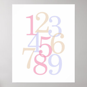 kinderkamer muurkunst nummer roze baby meisje poster
