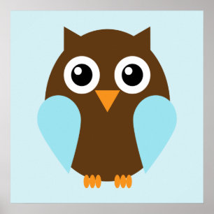 Kinderkamer muurkunst van een uil als cartoonfiguu poster