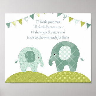 Kinderkamer olifant jongen wanddecoratie poster